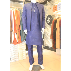 Self embroidery Kurta Pajama with Westcoat