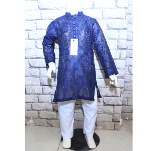 Self embroidered Blue kurta pajama for Kids